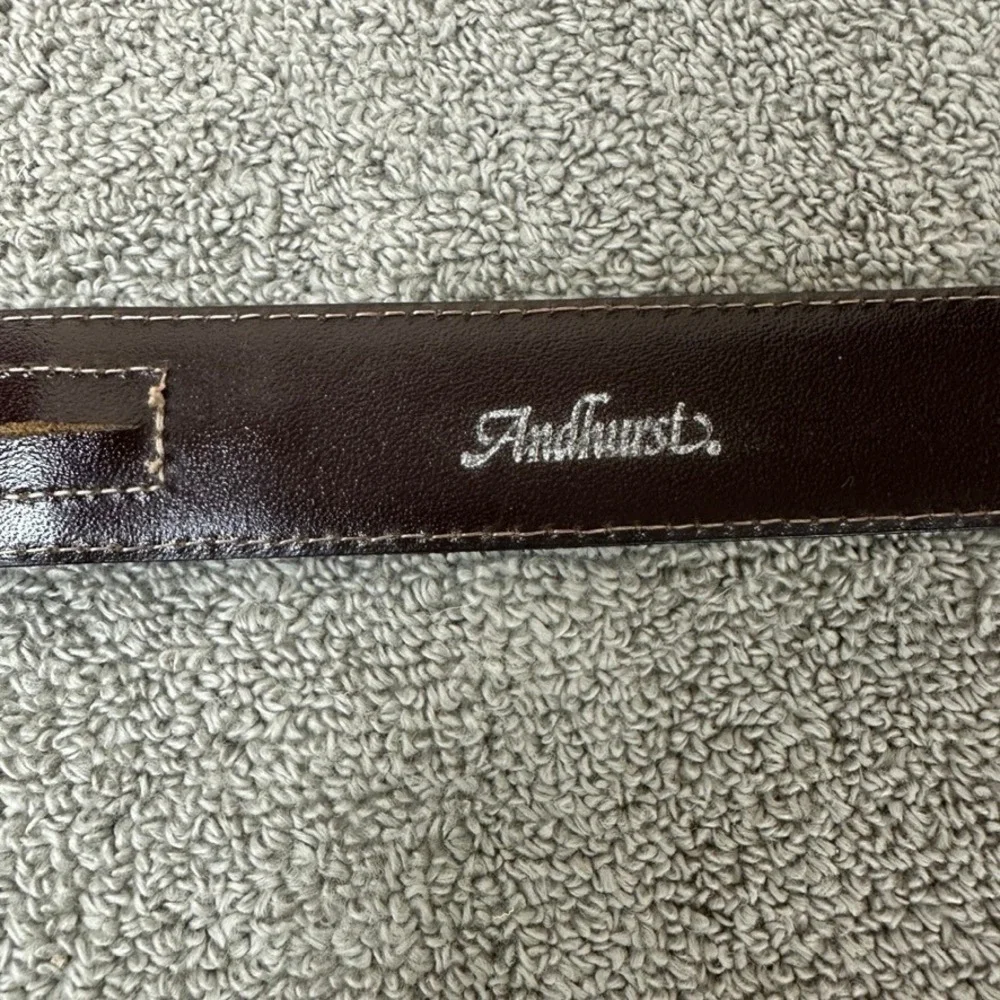 Andhurst Mens Brown Leather Money Belt Hidden Zipper Pocket Made in USA Size 34